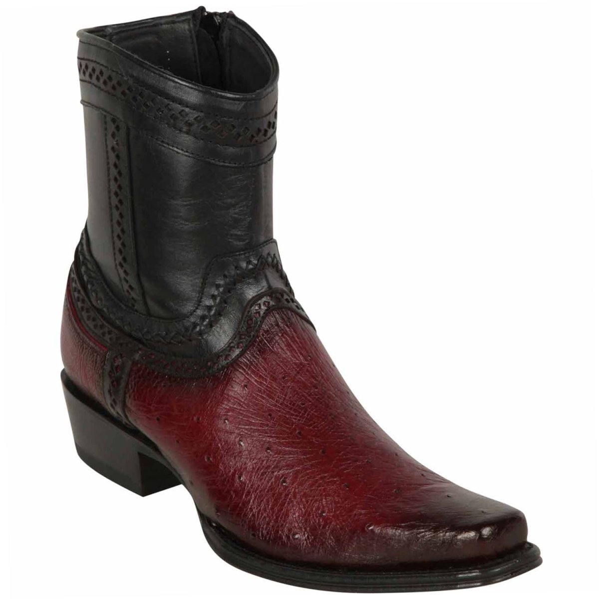 Los Altos Men's Ostrich European Toe Boots Burgundy