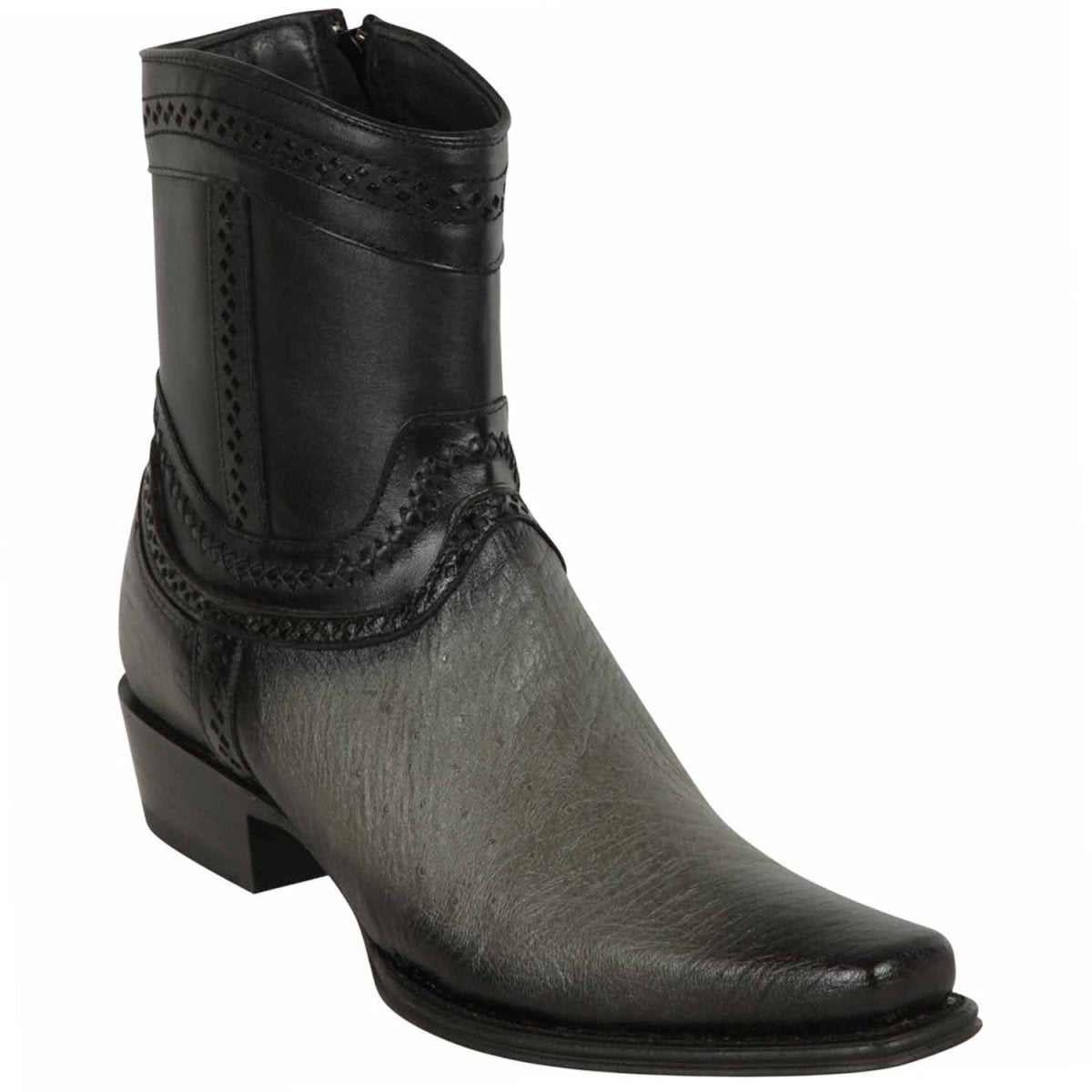 Los Altos Smooth Ostrich Short Boots Grey