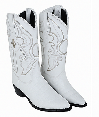 Los Altos White Caiman Tail Cowboy Boots