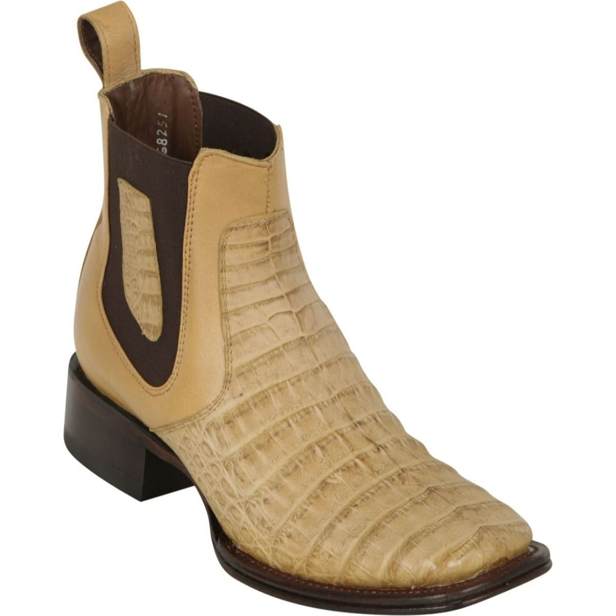 Wide Square Toe Caiman Short Boots in Honey