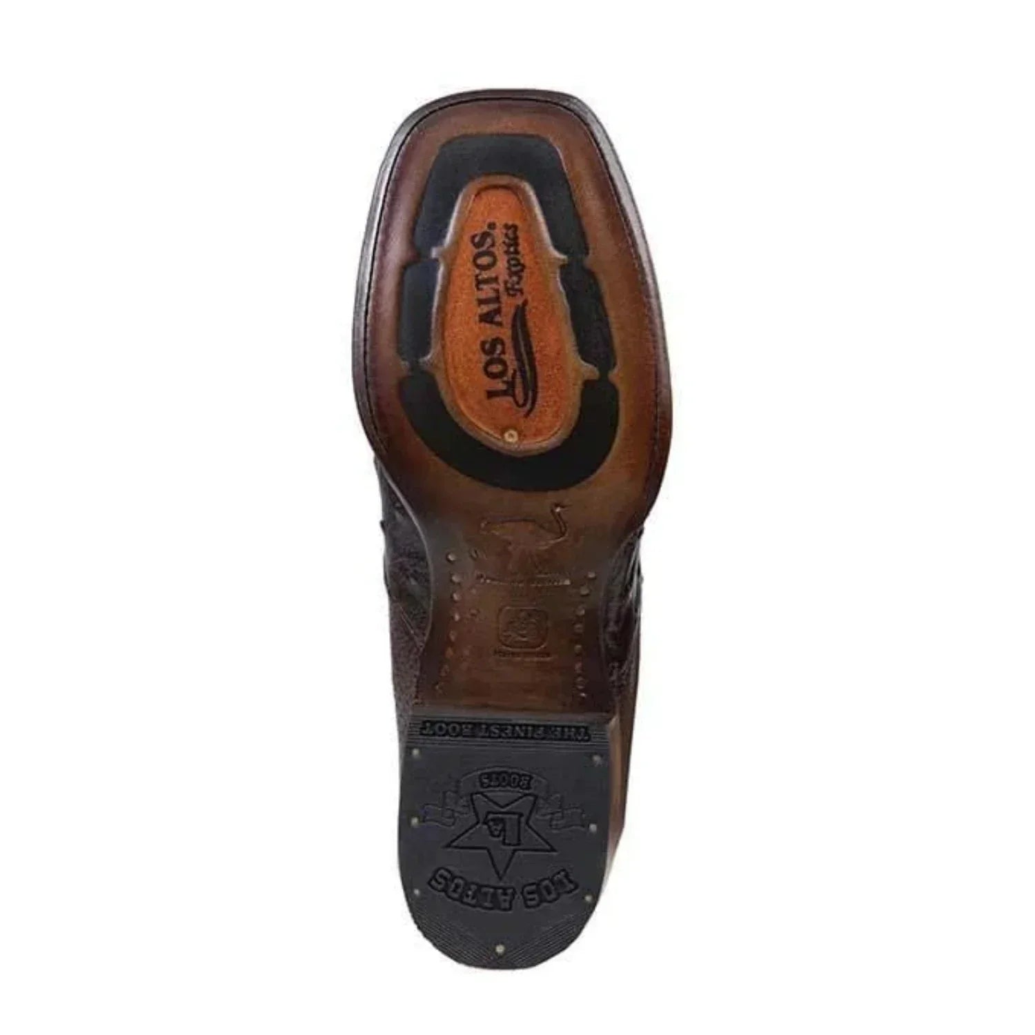 Men's Wide Square Toe Ostrich Boots Brown