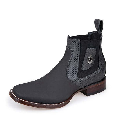 Men's Gray Suede Square Toe Short Boots by Los Altos