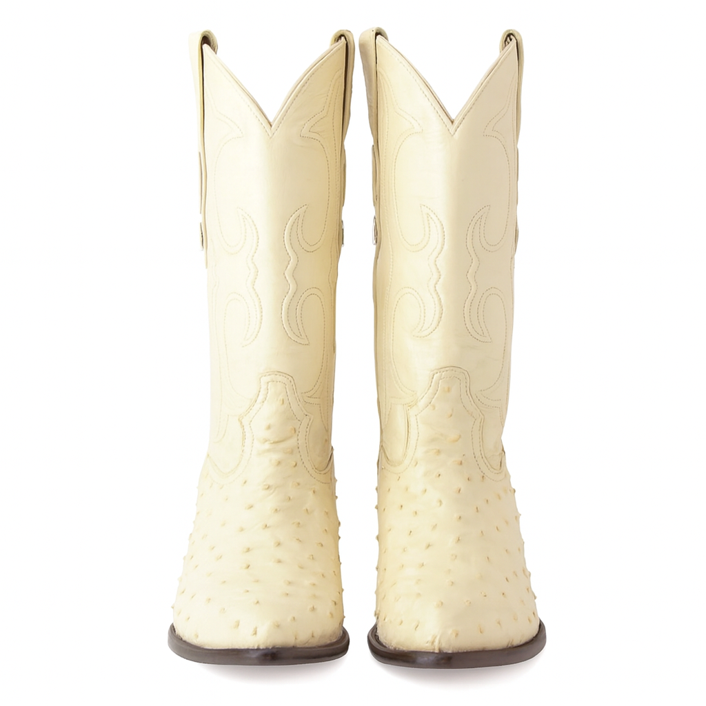 Winter White Full Quill Ostrich Boots by Los Altos