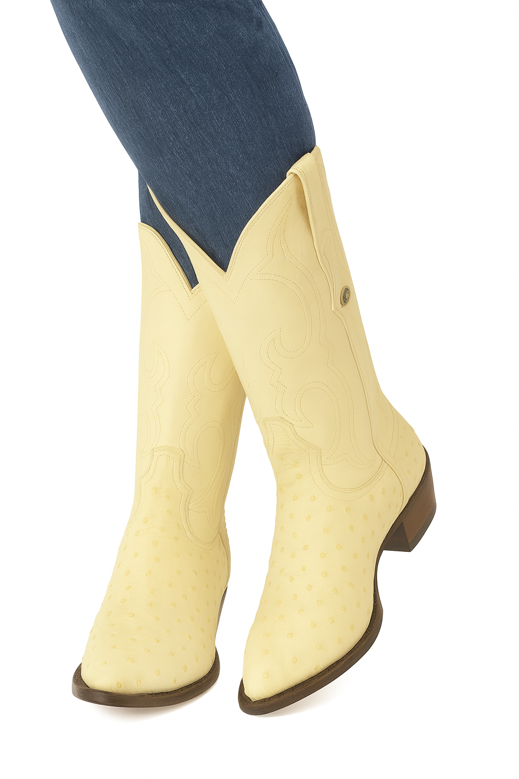 Winter White Full Quill Ostrich Boots by Los Altos