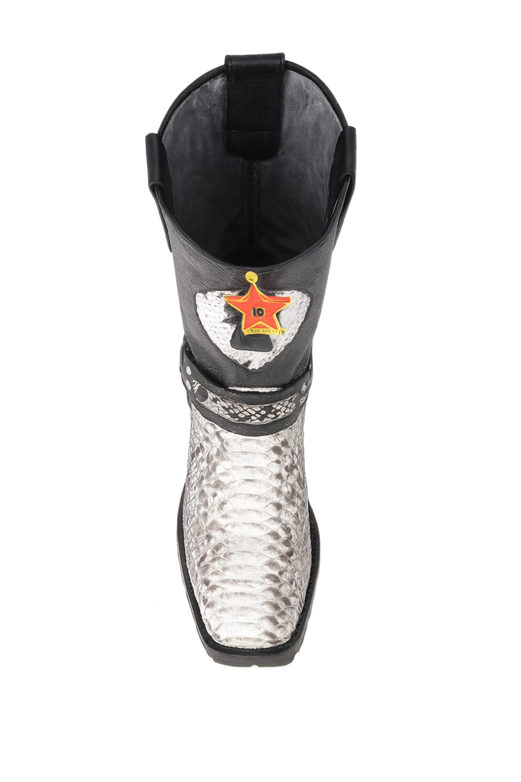 Los Altos Natural Black Python Biker Boots