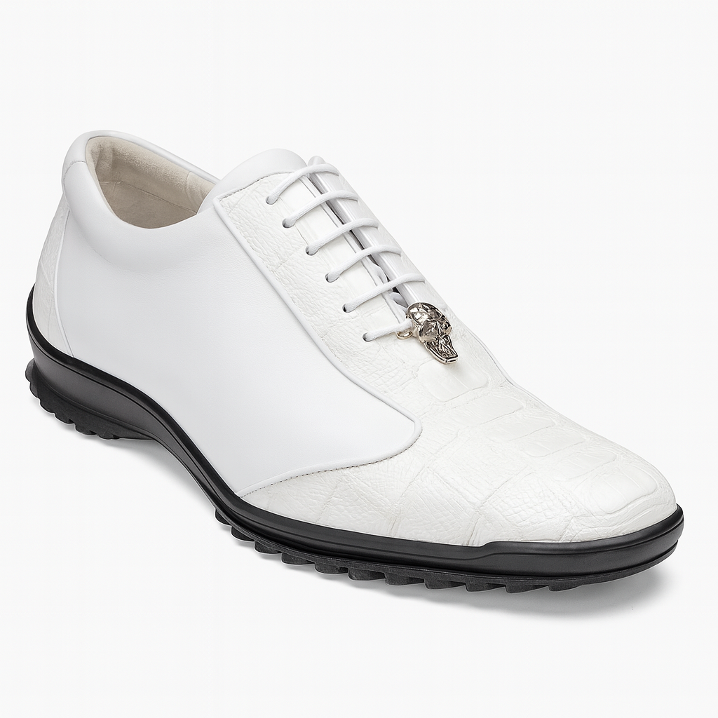 Los Altos Ostrich Leg Lace-Up Sneakers White
