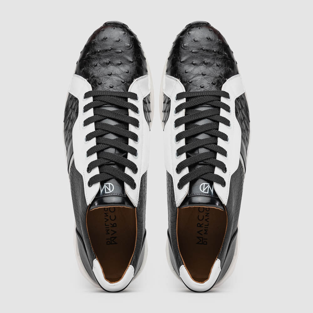 Marco Di Milano Lyon II Ostrich Quill & Calfskin Sneakers