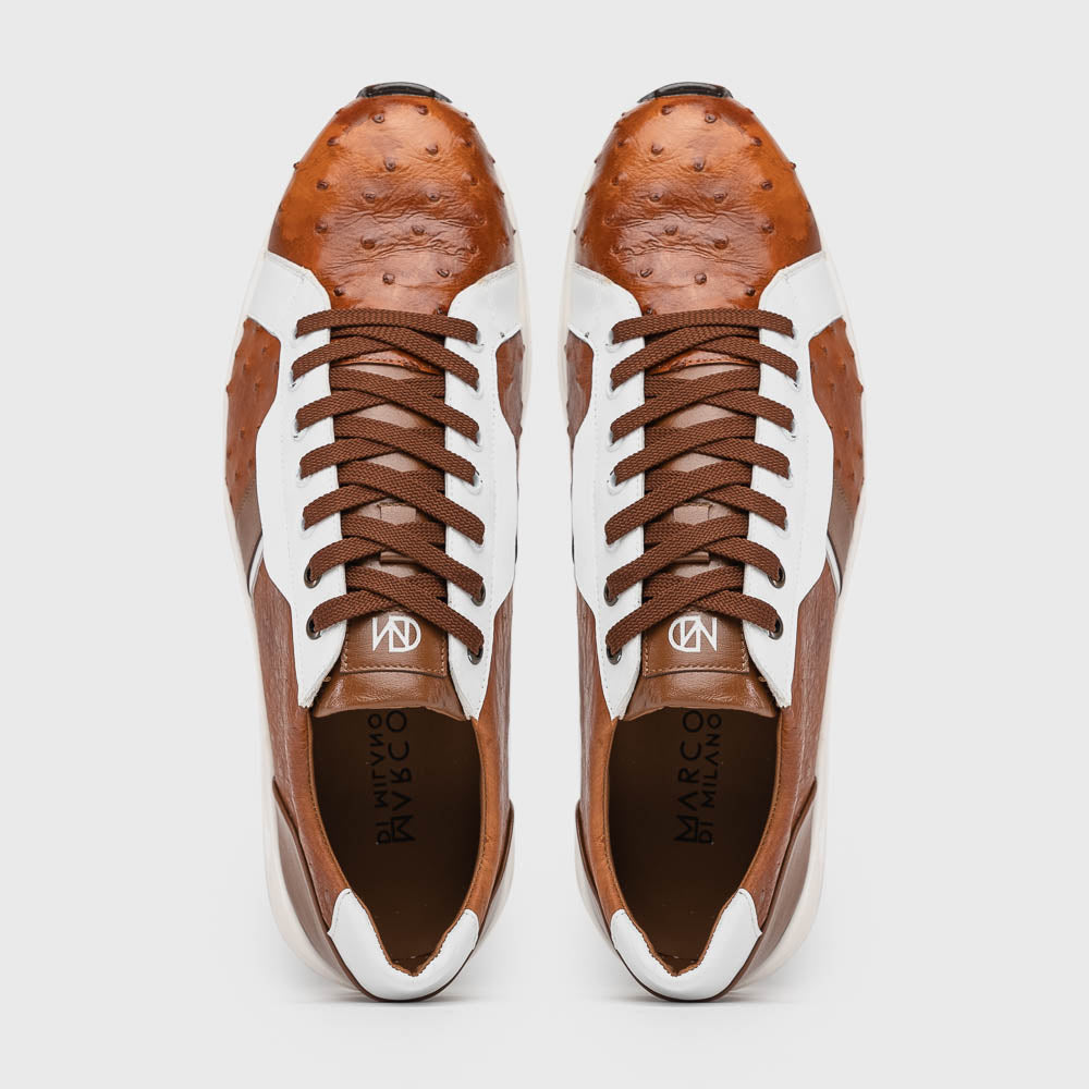 Marco Di Milano Lyon II Ostrich Quill & Calfskin Sneakers