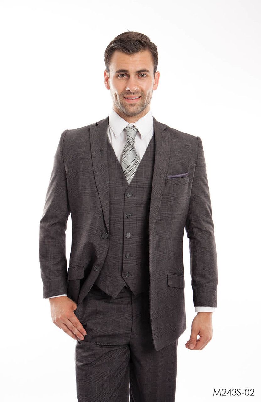 Tazio Men's 3-Piece Glen Plaid Suit