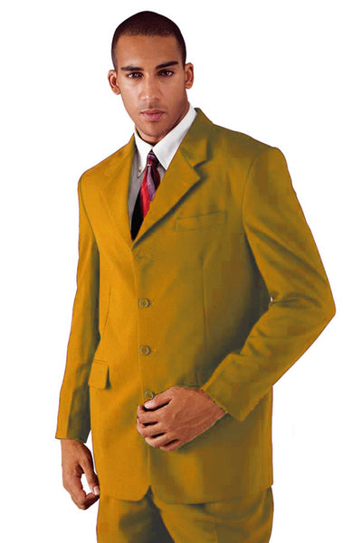 Mens 4 Button Polyester Fashion Suit in Mustard
