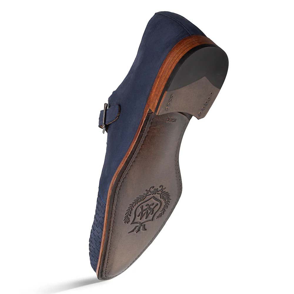 Mezlan Ayllon Woven Suede Monk Strap Blue (21520)