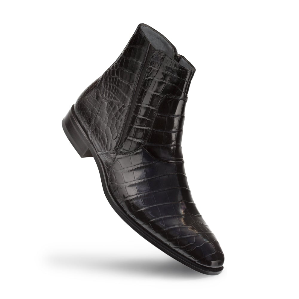 Mezlan Belucci Alligator Zipper Boots Black (3663-J)