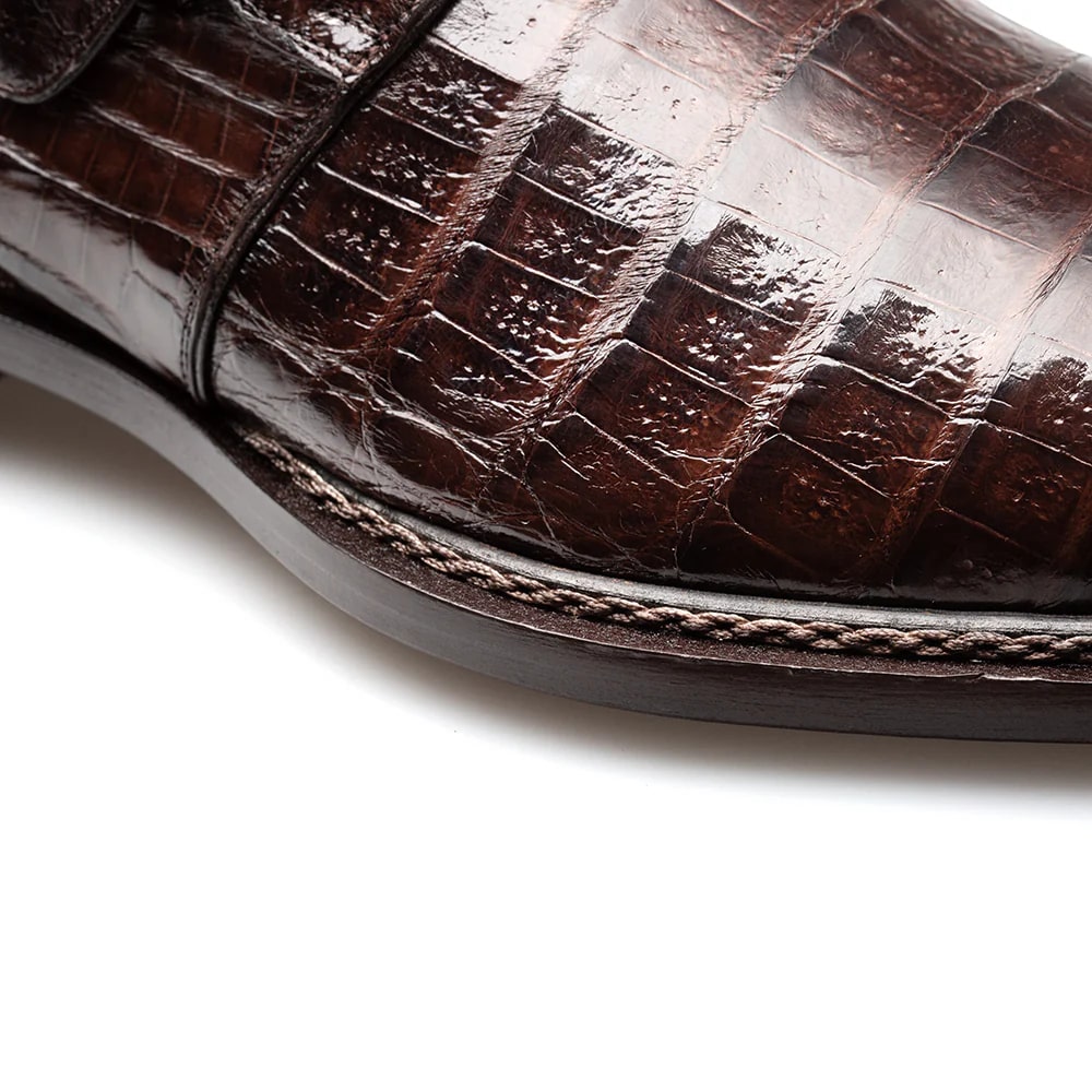 Mezlan Prague Double Monk Strap Crocodile Shoe