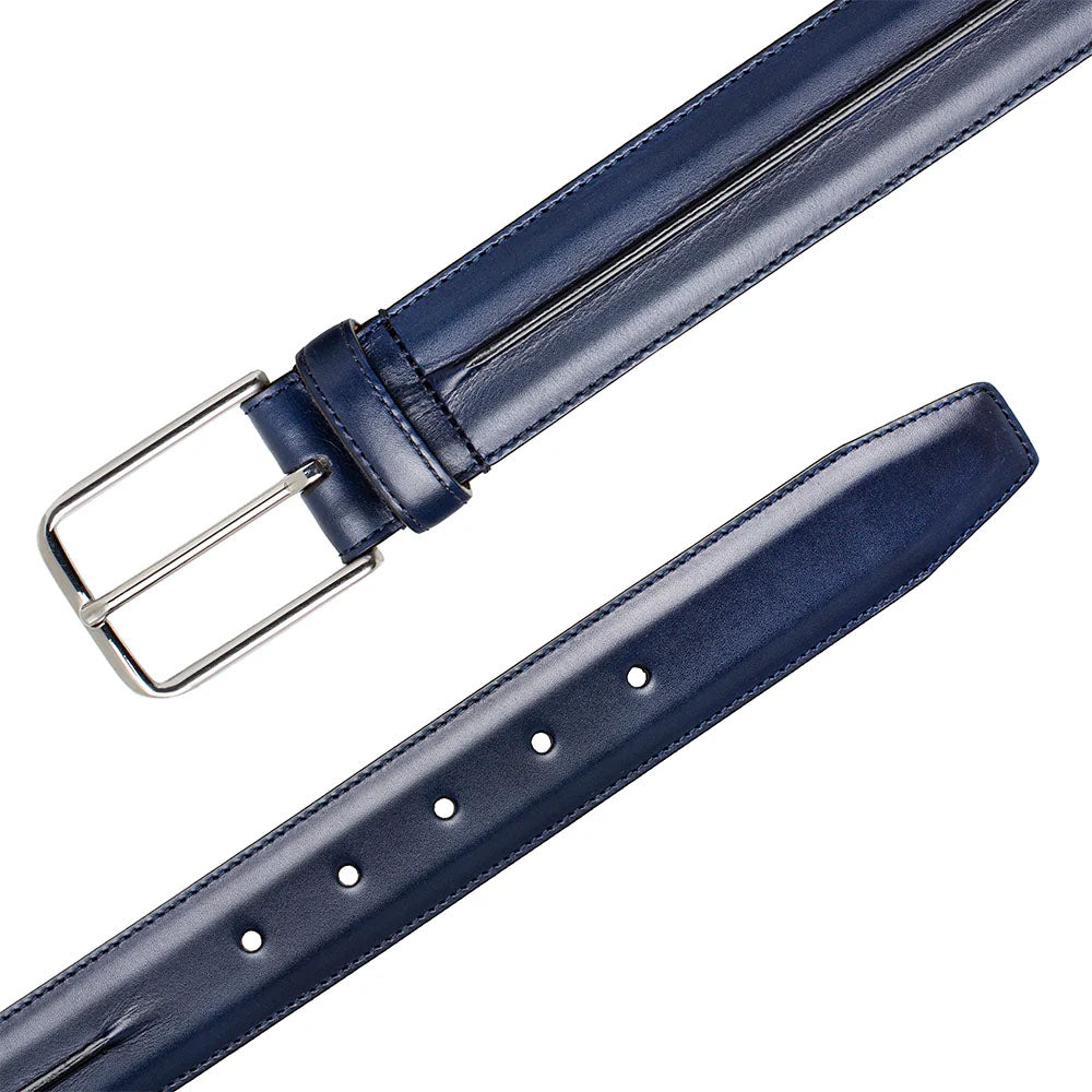 Mezlan Center-Piped Calfskin Belt
