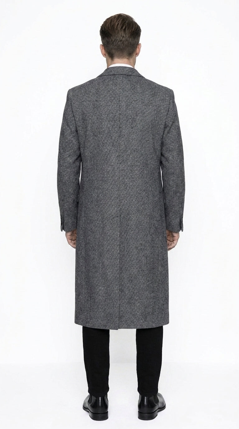 Men’s Grey Big and Tall Long Overcoat, Winter Dress Topcoat Outerwear Coat Up to Size 68