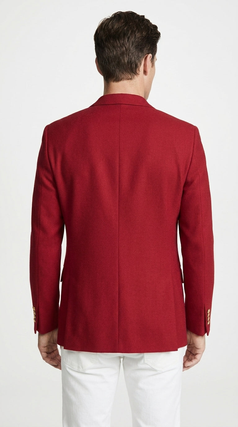 Men’s Classic Burgundy 2-Button Blazer – Wedding, Church, Business and Formal Sport Coat