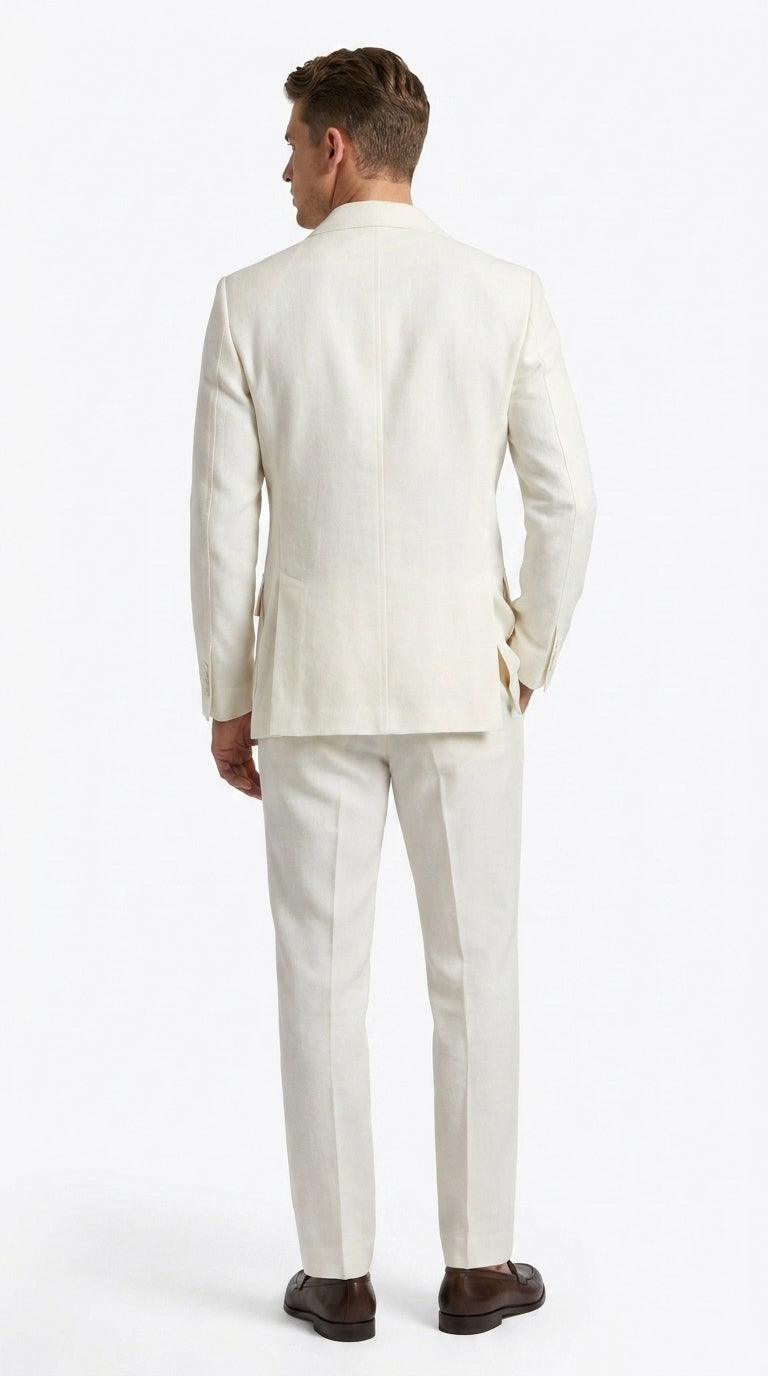 Men’s Off White Casual Safari Suit BP8102, Pocket Front Shirt Jacket and Pants Set