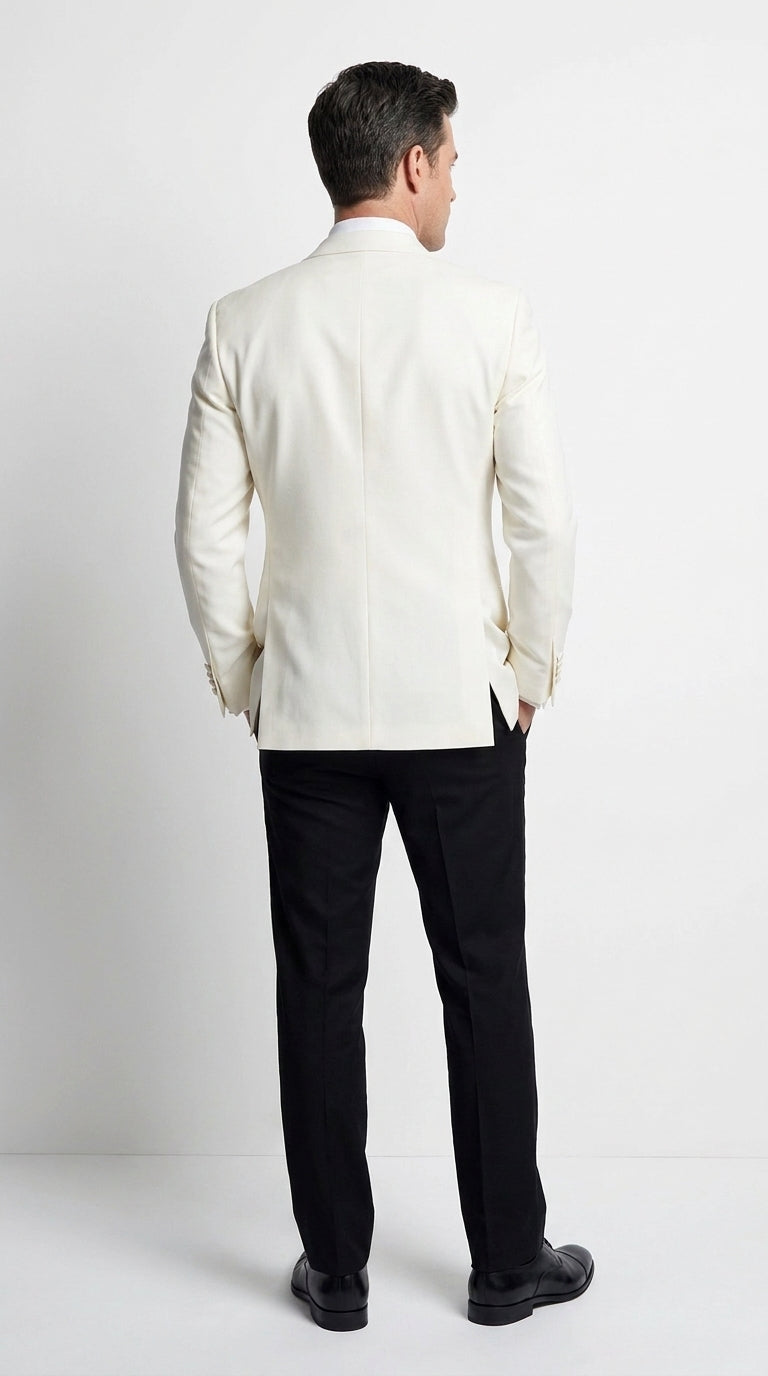 Men’s James Bond Inspired White Suit Costume, Classic Spy Formal Tuxedo Dinner Jacket Outfit