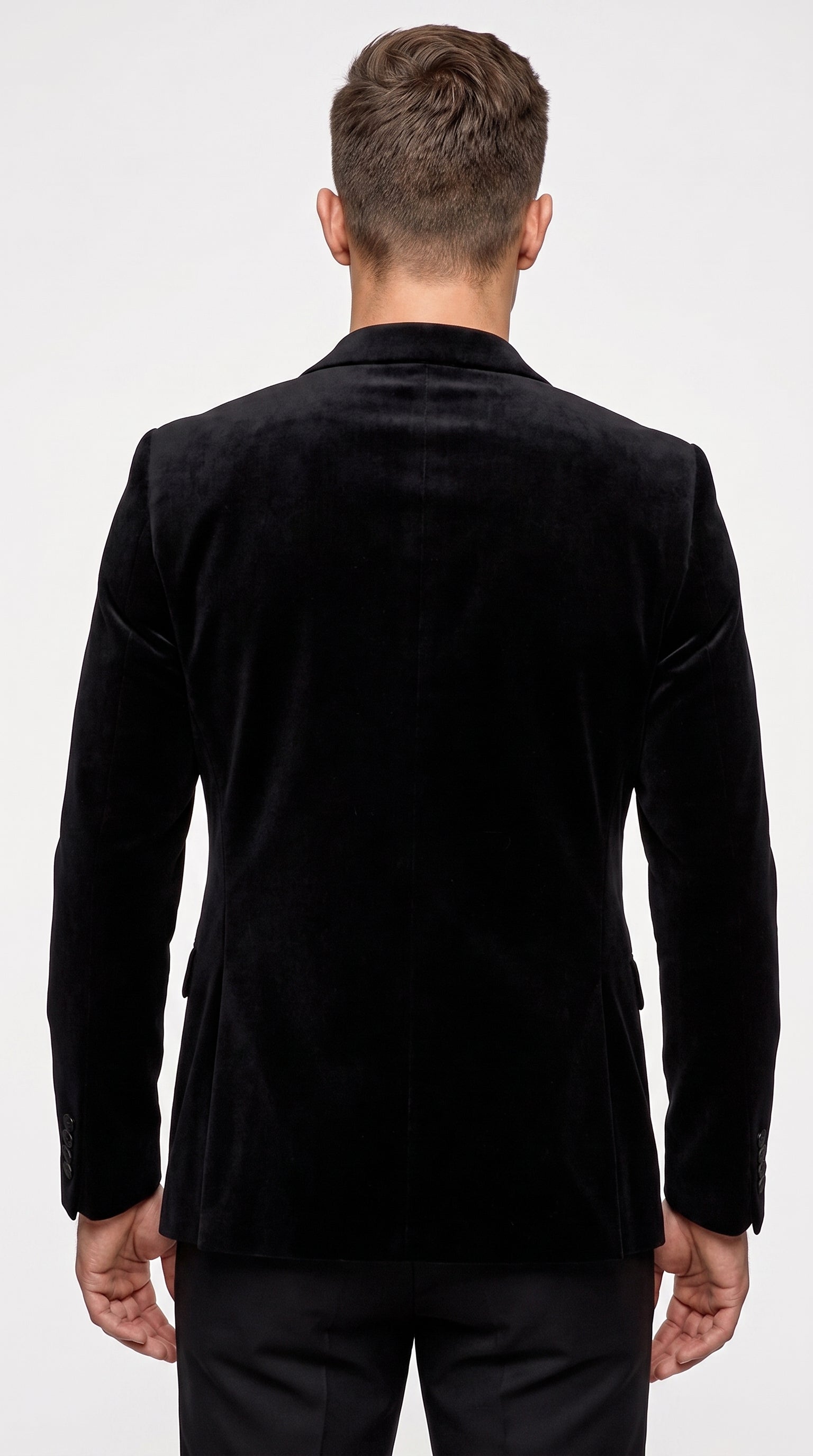 Men’s Black Big and Tall Velvet Blazer with Satin Lapel, Formal Sport Coat for Wedding and Prom