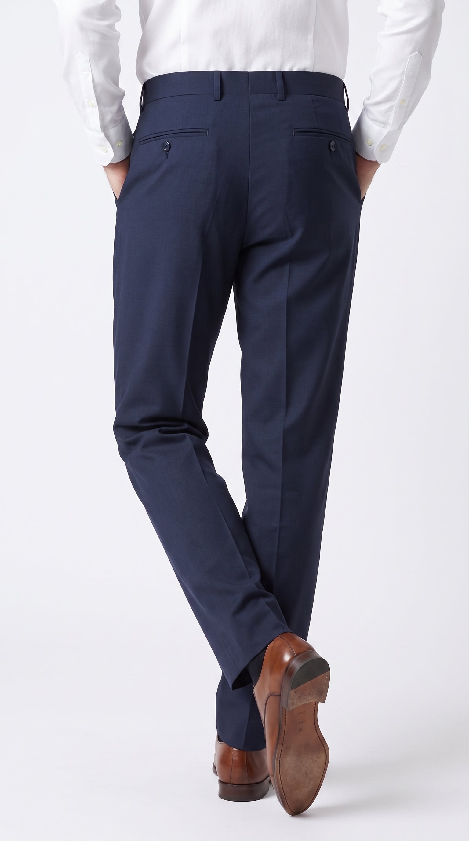 Men’s Navy Double Pleated Dress Pants, Formal Slacks for Business, Church and Special Events