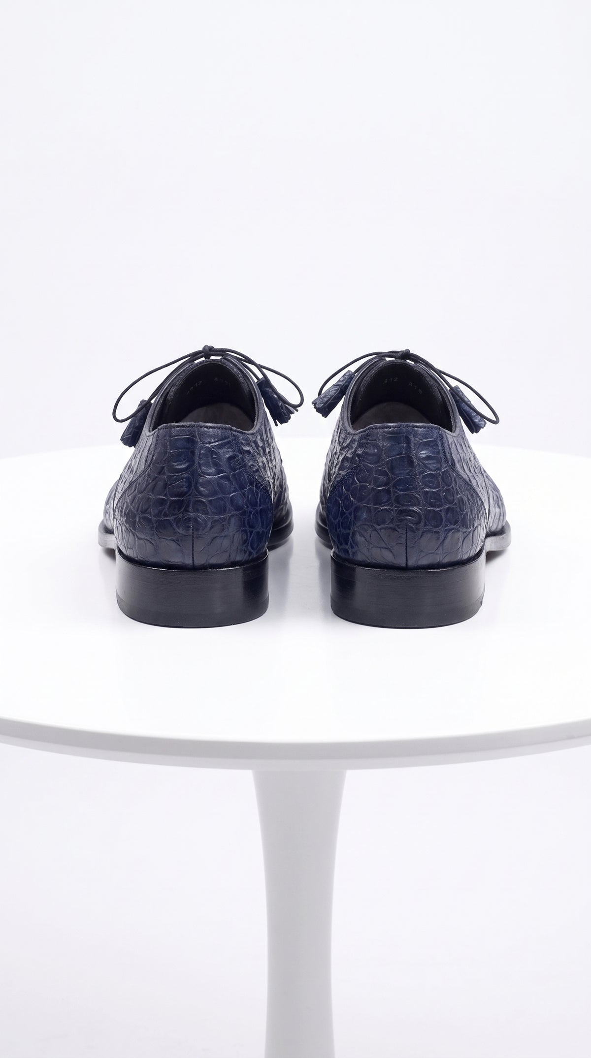 Men’s Navy Blue Full Gator Belly Dress Shoes, Exotic Lace-Up Formal Wedding Business Shoes