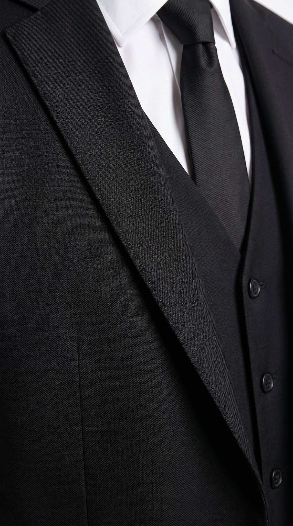 Men’s Black Modern Fit 3-Piece Suit – 2 Button Vested Wedding, Prom & Formal Suit