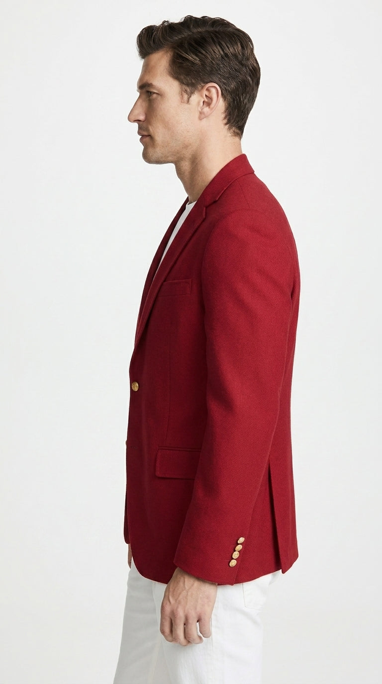 Men’s Classic Burgundy 2-Button Blazer – Wedding, Church, Business and Formal Sport Coat