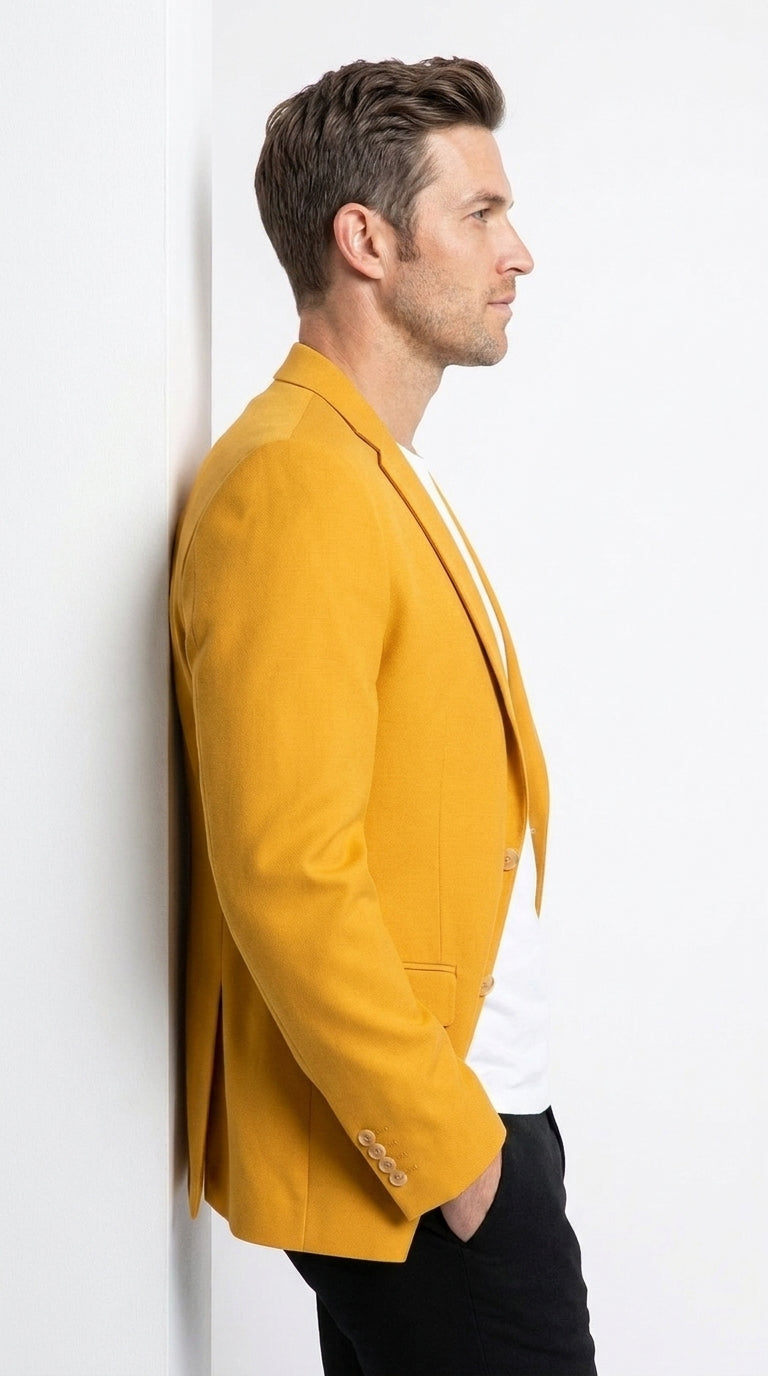 Executive Apparel Ultralux Men’s Gold Blazer Jacket, Formal Party Sport Coat for Weddings and Events