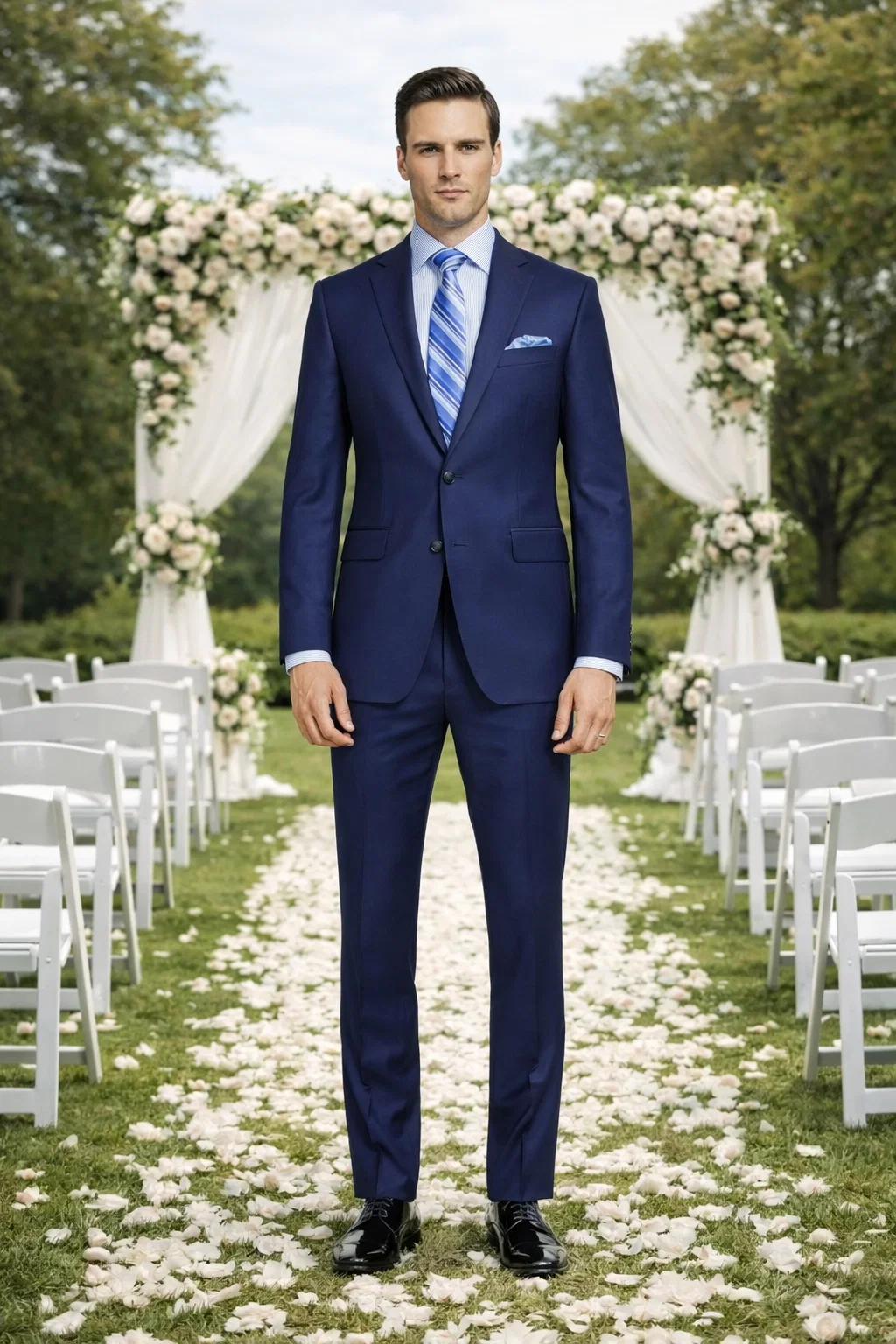 Mantoni 2-Button Slim or Modern Fit in 3-Blue Navy Fabrics