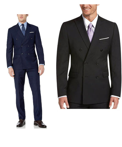 Tiglio Mens Solid Wool Suit β Double Breasted Classic Fit Business Attire