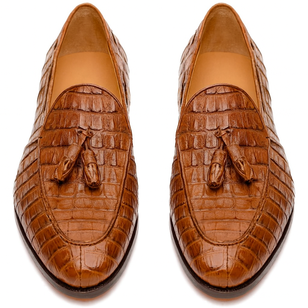 Marco Di Milano Caiman Crocodile Tassel Loafers