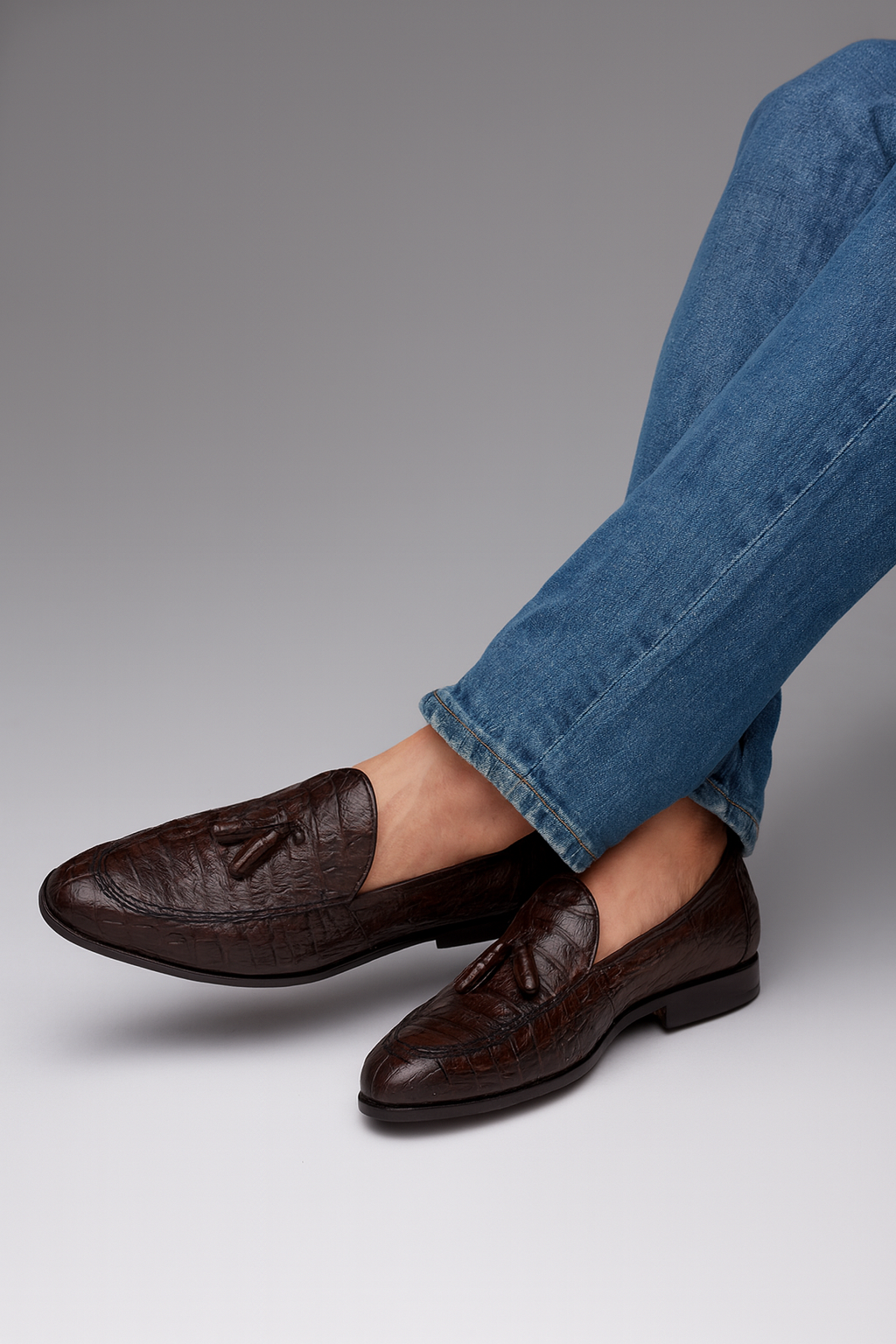 Bianchi Brown Crocodile Tassel Loafers by Marco Di Milano