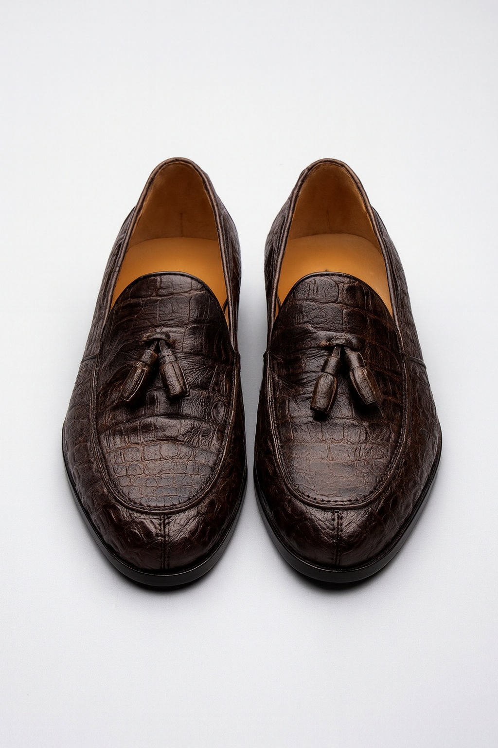Bianchi Brown Crocodile Tassel Loafers by Marco Di Milano