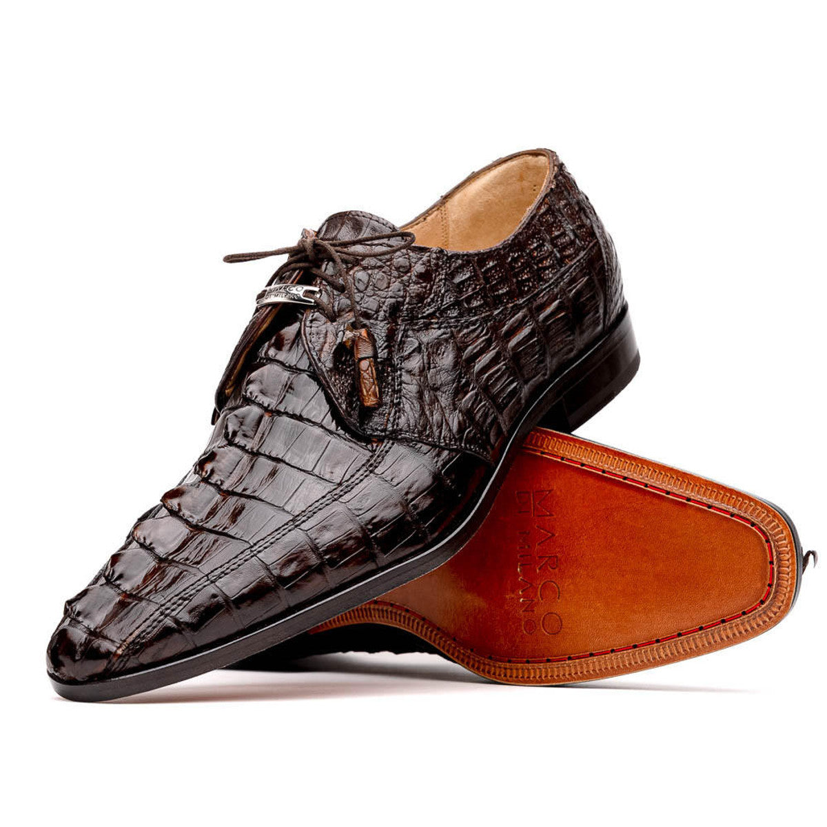 Marco Di Milano Brown Hornback Caiman Bike Toe Shoes
