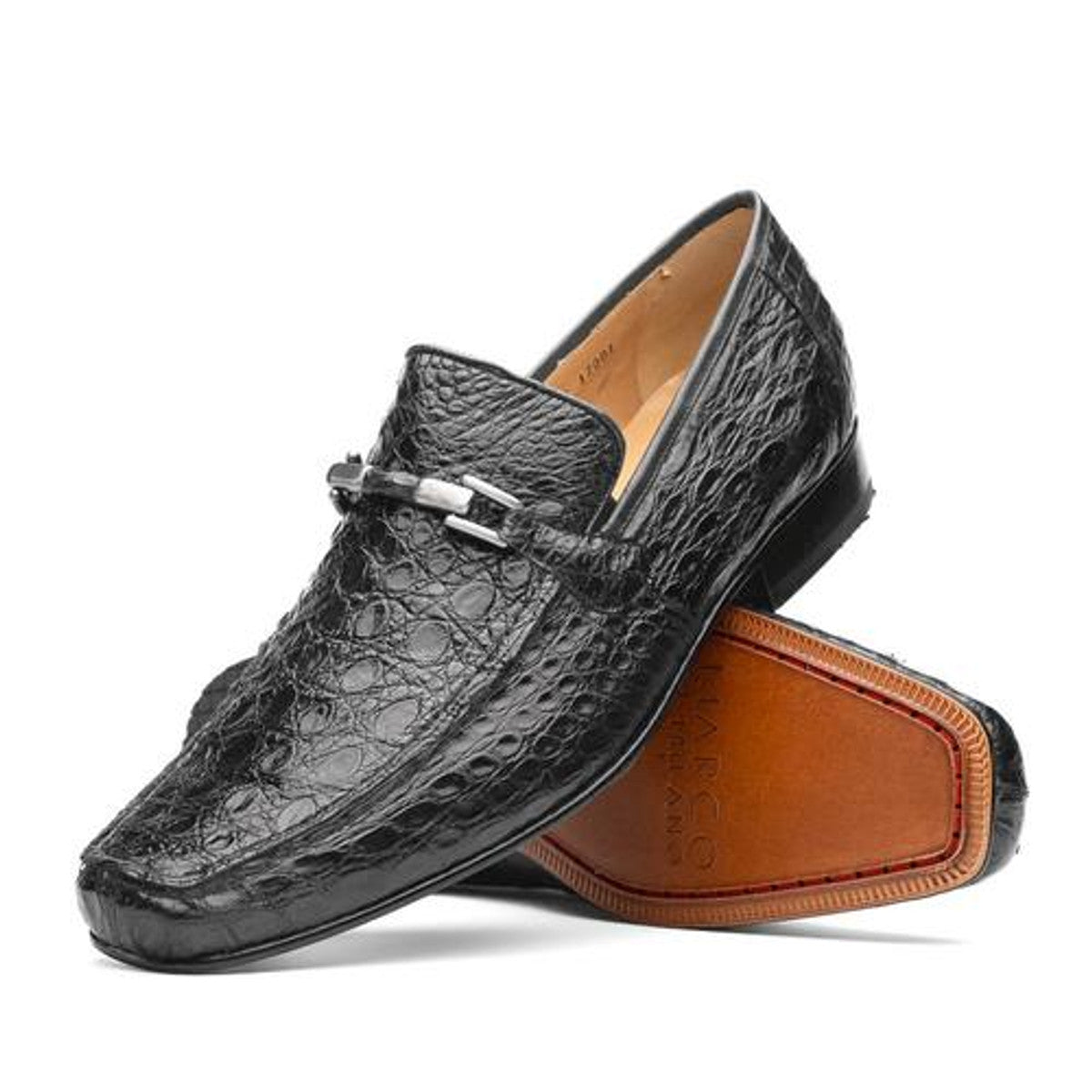 Gray Caiman Gator Loafer Metal Bit Fabro