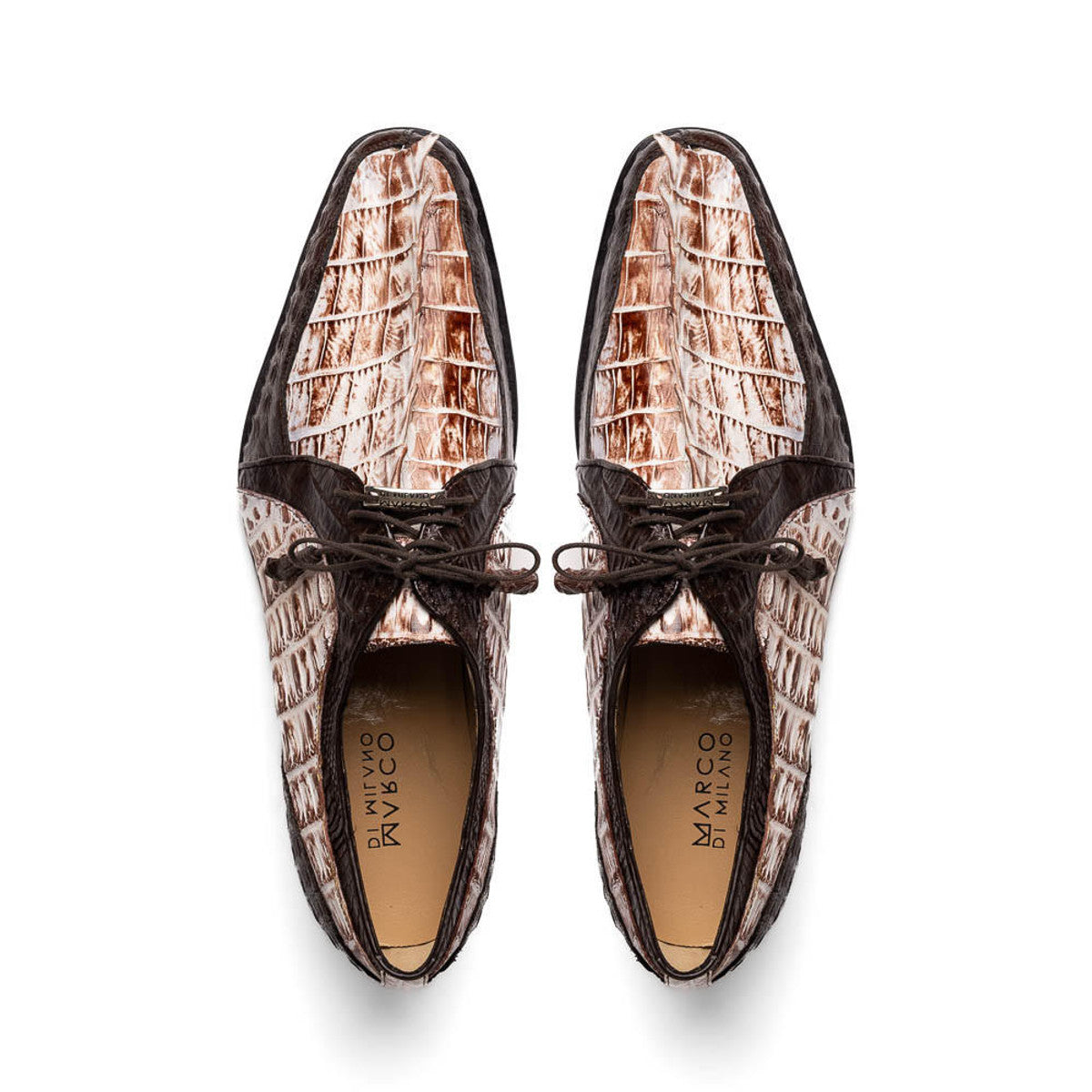 Marco Di Milano White & Brown Caiman Gator Derby