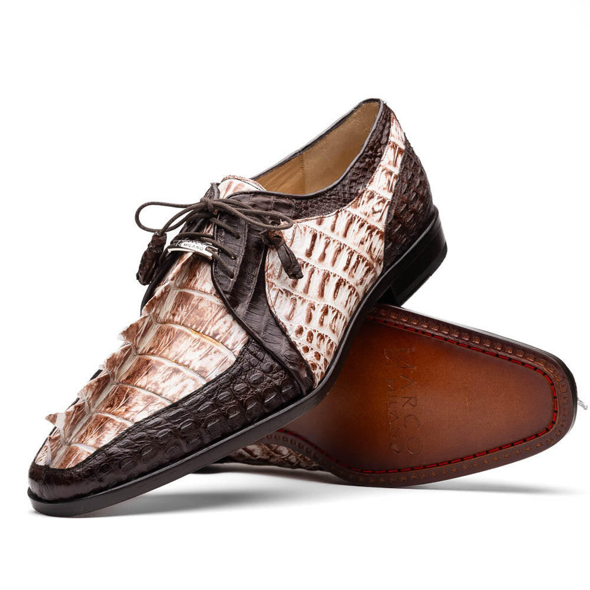 Marco Di Milano White & Brown Caiman Gator Derby