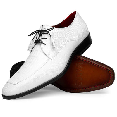 Marco Di Milano White Caiman Lizard Derby Shoes