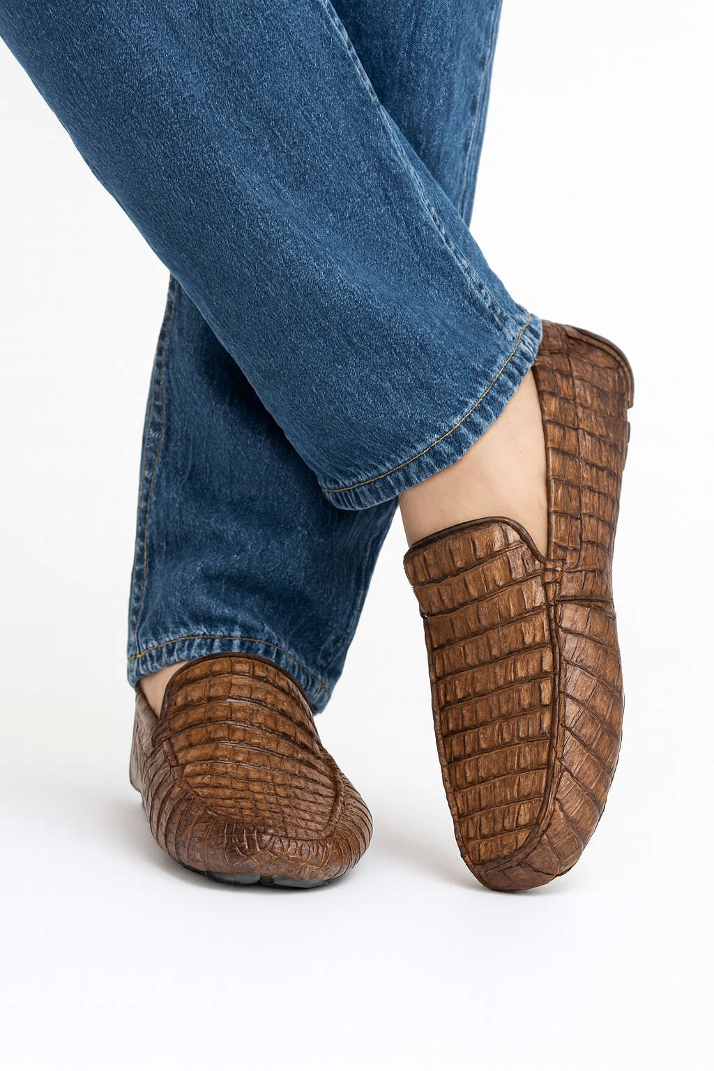 Marco Di Milano Remo Washed Brown Caiman Shoes