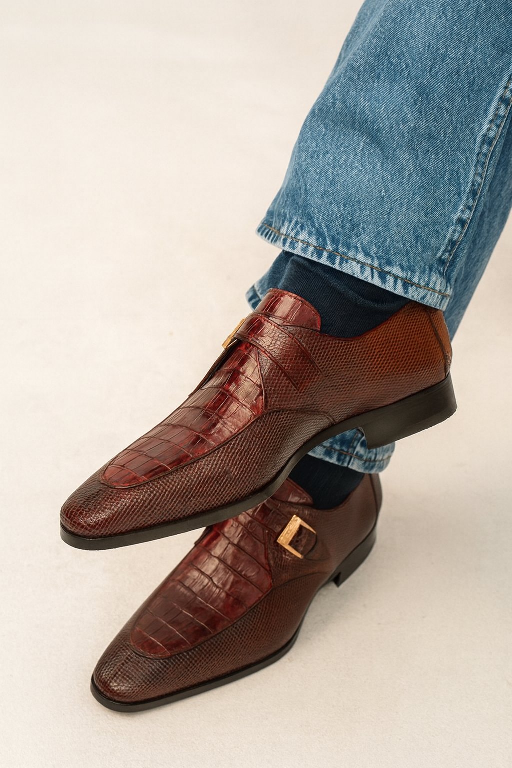 Marco Di Milano Toluca Exotic Monk Strap Shoes