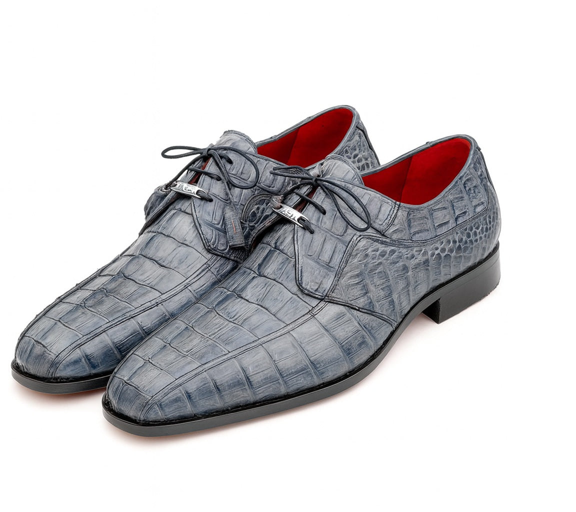 Marco Milano Grey Hornback Crocodile Dress Shoes