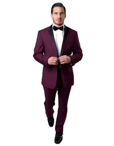 Modern Mens Maroon and Black Suit - Black and burgundy suit