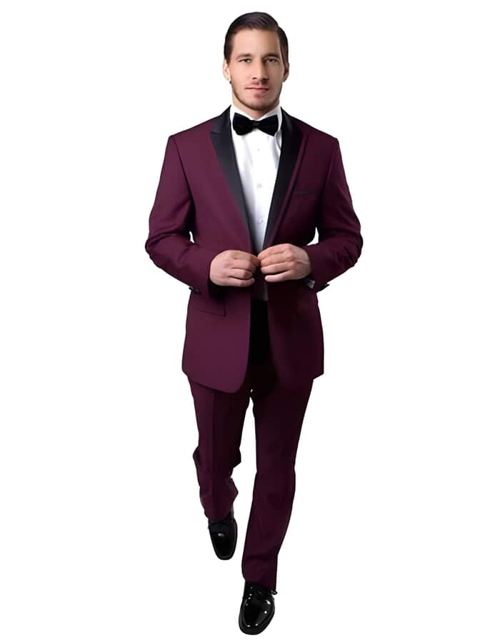Modern Mens Maroon and Black Suit