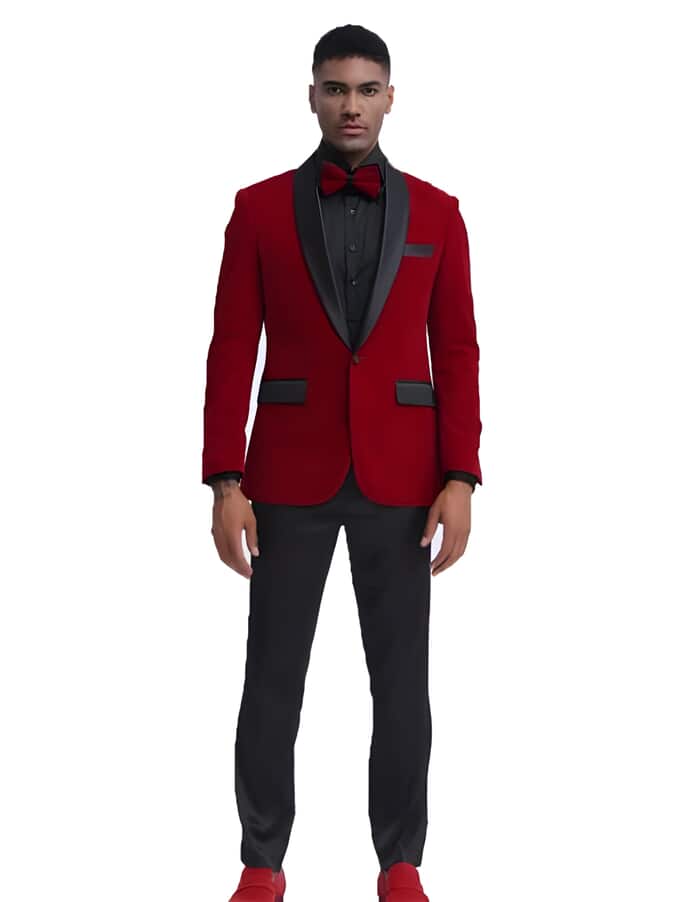 Mens Maroon and Black Suits - Black and burgundy suit