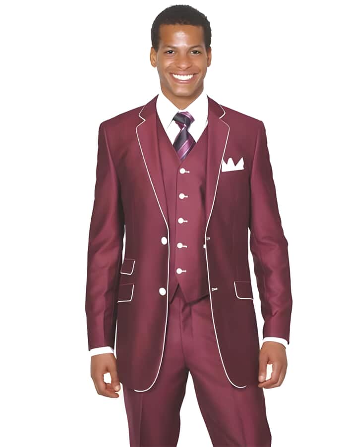 Black and burgundy suits