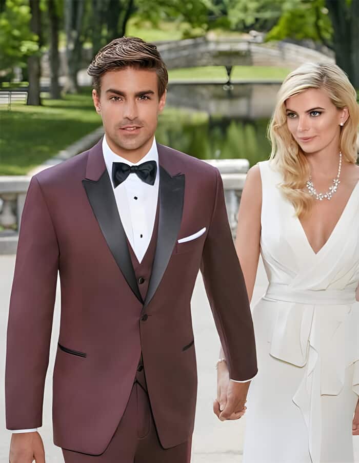 Maroon and Black Suits - Black and burgundy suit