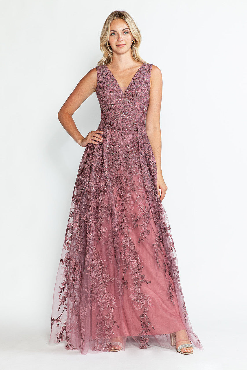 Formal Dress Long V-Neck Sleeveless A-Line Gown By Lenovia 8337-New Collection