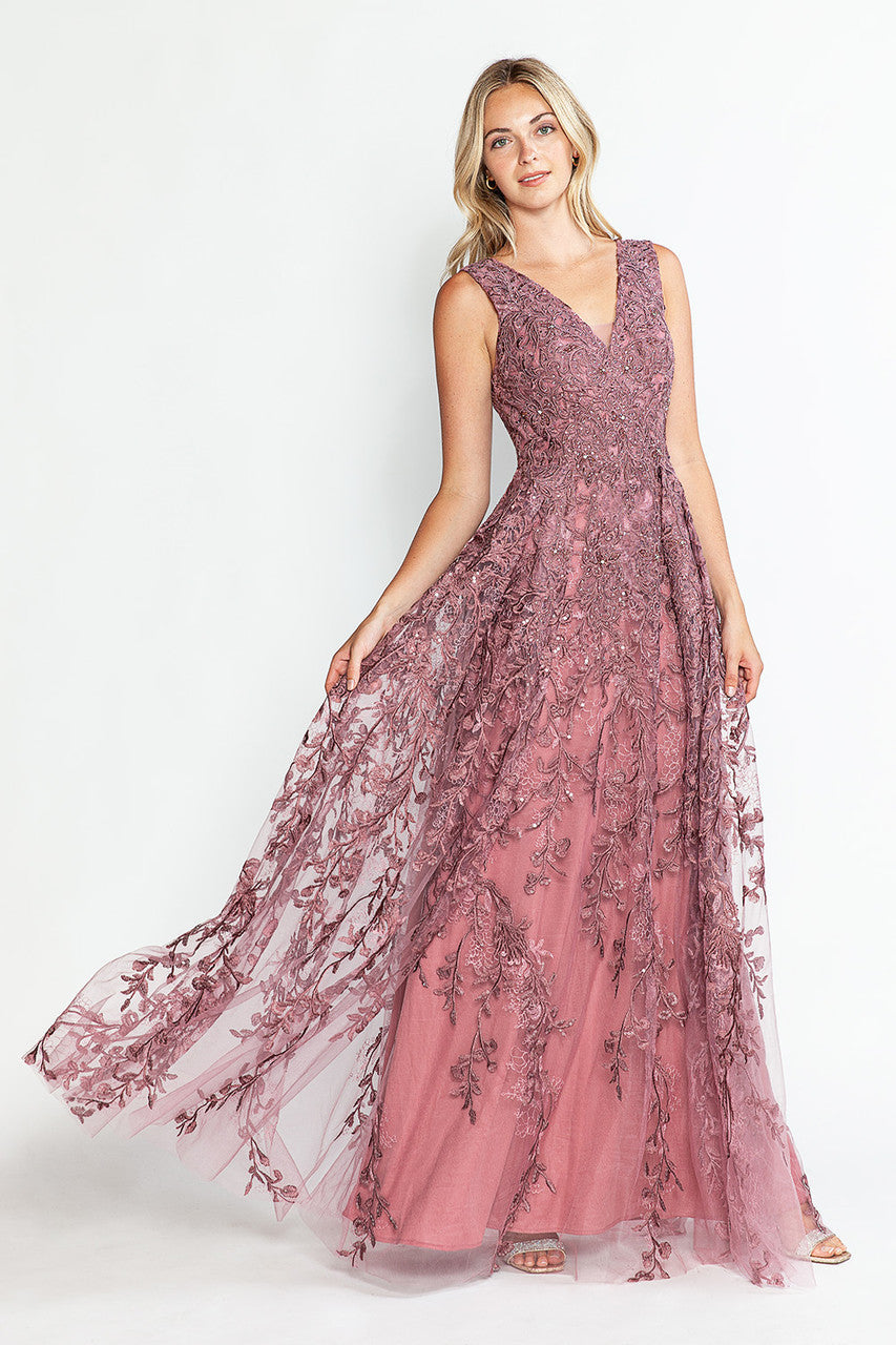 Formal Dress Long V-Neck Sleeveless A-Line Gown By Lenovia 8337-New Collection