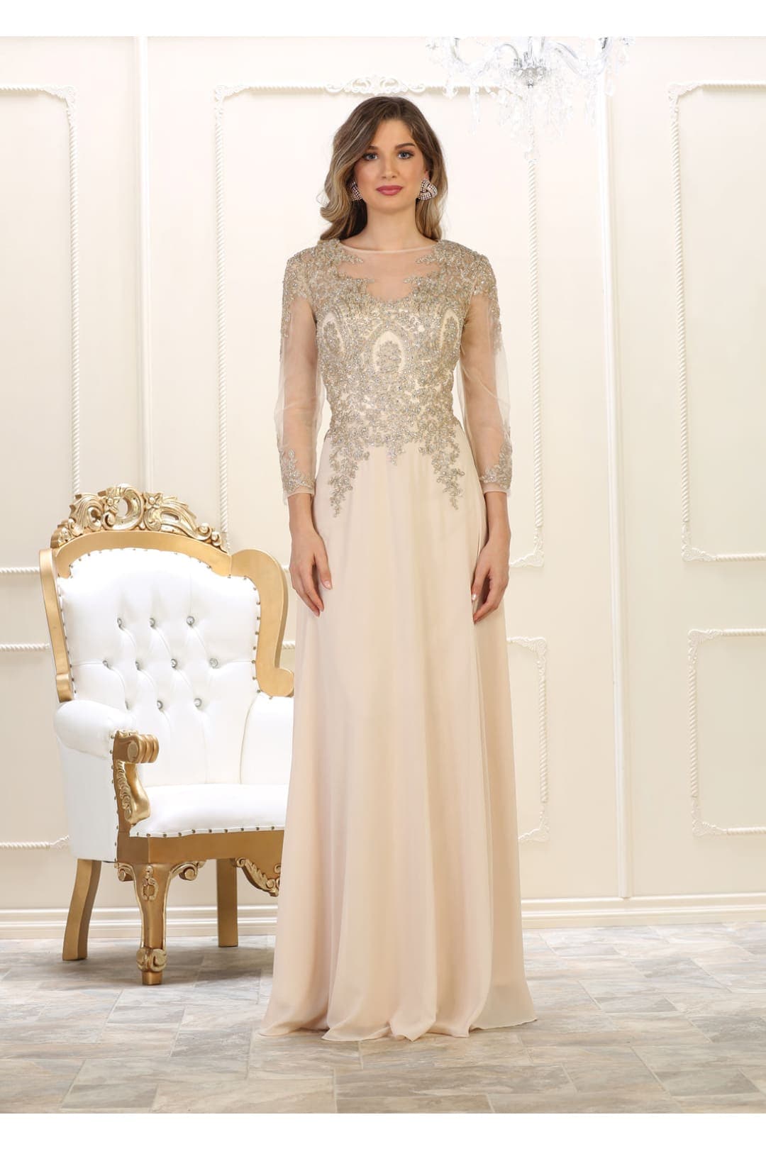 Plus Size Long Evening Gown Maxi Formal Dress for Women By May Queen MQ1549