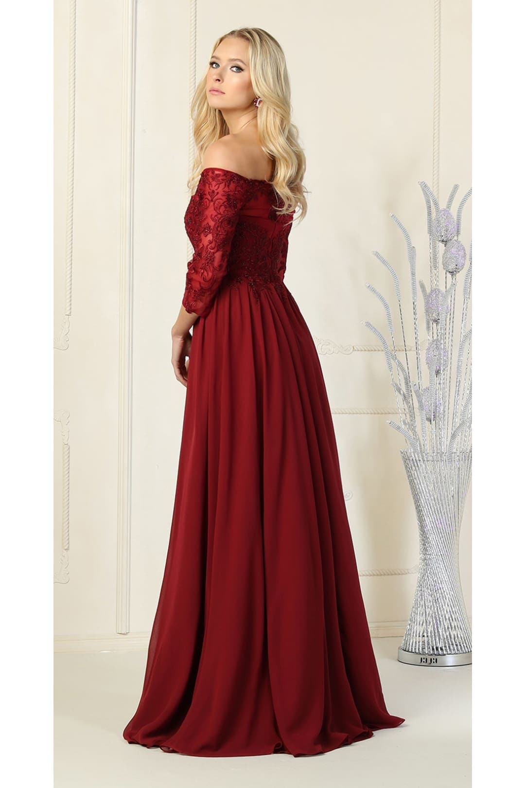 May Queen MQ1853 Off Shoulder Embroidered Plus Size Formal Gown